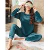 imageEkouaer Womens Pajamas Sets Long Sleeve Soft Sleepwear 2 Piece Velvet Pjs Lounge Sets with PocketsBlue Green