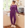 imageEkouaer Womens Pajamas Sets Long Sleeve Soft Sleepwear 2 Piece Velvet Pjs Lounge Sets with PocketsDeep Purple