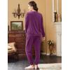 imageEkouaer Womens Pajamas Sets Long Sleeve Soft Sleepwear 2 Piece Velvet Pjs Lounge Sets with PocketsDeep Purple