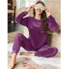 imageEkouaer Womens Pajamas Sets Long Sleeve Soft Sleepwear 2 Piece Velvet Pjs Lounge Sets with PocketsDeep Purple