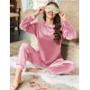 imageEkouaer Womens Pajamas Sets Long Sleeve Soft Sleepwear 2 Piece Velvet Pjs Lounge Sets with PocketsHot Pink