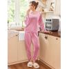 imageEkouaer Womens Pajamas Sets Long Sleeve Soft Sleepwear 2 Piece Velvet Pjs Lounge Sets with PocketsHot Pink