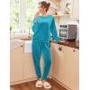 imageEkouaer Womens Pajamas Sets Long Sleeve Soft Sleepwear 2 Piece Velvet Pjs Lounge Sets with PocketsLake Blue