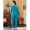 imageEkouaer Womens Pajamas Sets Long Sleeve Soft Sleepwear 2 Piece Velvet Pjs Lounge Sets with PocketsLake Blue