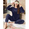 imageEkouaer Womens Pajamas Sets Long Sleeve Soft Sleepwear 2 Piece Velvet Pjs Lounge Sets with PocketsNavy Blue