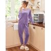 imageEkouaer Womens Pajamas Sets Long Sleeve Soft Sleepwear 2 Piece Velvet Pjs Lounge Sets with PocketsPurple