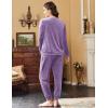 imageEkouaer Womens Pajamas Sets Long Sleeve Soft Sleepwear 2 Piece Velvet Pjs Lounge Sets with PocketsPurple