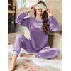 imageEkouaer Womens Pajamas Sets Long Sleeve Soft Sleepwear 2 Piece Velvet Pjs Lounge Sets with PocketsPurple