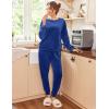 imageEkouaer Womens Pajamas Sets Long Sleeve Soft Sleepwear 2 Piece Velvet Pjs Lounge Sets with PocketsSnorkel Blue