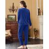 imageEkouaer Womens Pajamas Sets Long Sleeve Soft Sleepwear 2 Piece Velvet Pjs Lounge Sets with PocketsSnorkel Blue