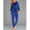 imageEkouaer Womens Pajamas Sets Long Sleeve Soft Sleepwear 2 Piece Velvet Pjs Lounge Sets with PocketsSnorkel Blue