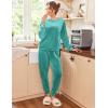 imageEkouaer Womens Pajamas Sets Long Sleeve Soft Sleepwear 2 Piece Velvet Pjs Lounge Sets with PocketsTurquoise Green