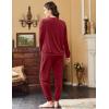 imageEkouaer Womens Pajamas Sets Long Sleeve Soft Sleepwear 2 Piece Velvet Pjs Lounge Sets with PocketsWine Red