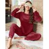 imageEkouaer Womens Pajamas Sets Long Sleeve Soft Sleepwear 2 Piece Velvet Pjs Lounge Sets with PocketsWine Red