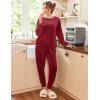 imageEkouaer Womens Pajamas Sets Long Sleeve Soft Sleepwear 2 Piece Velvet Pjs Lounge Sets with PocketsWine Red