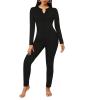 imageEkouaer Womens Onesie Adult Button One Piece Pajama Long Sleeve Onesie Pajamas Jumpsuit Sleepwear for WomenBlack