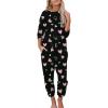 imageEkouaer Womens Pajamas Set Long Sleeve Loungewear Soft Lounge Set Joggers with PocketsBlack Heart