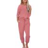 imageEkouaer Womens Pajamas Set Long Sleeve Loungewear Soft Lounge Set Joggers with PocketsPale Violet Red