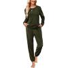 imageEkouaer Womens Pajamas Sets Long Sleeve Soft Sleepwear 2 Piece Velvet Pjs Lounge Sets with PocketsArmy Green