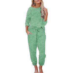 imageEkouaer Womens Pajamas Set Long Sleeve Loungewear Soft Lounge Set Joggers with PocketsBright Green