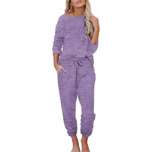 imageEkouaer Womens Pajamas Set Long Sleeve Loungewear Soft Lounge Set Joggers with PocketsLavender