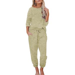 imageEkouaer Womens Pajamas Set Long Sleeve Loungewear Soft Lounge Set Joggers with PocketsLight Green