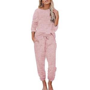 imageEkouaer Womens Pajamas Set Long Sleeve Loungewear Soft Lounge Set Joggers with PocketsLight Pink