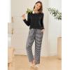 imageEkouaer 2 Pack Women Pajama Long Sleeve Sleepwear Soft Loungewear Pjs Sets with Pockets SXXLBlack StripedLeopard