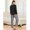 imageEkouaer 2 Pack Women Pajama Long Sleeve Sleepwear Soft Loungewear Pjs Sets with Pockets SXXLBlack StripedLeopard