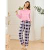 imageEkouaer 2 Pack Women Pajama Long Sleeve Sleepwear Soft Loungewear Pjs Sets with Pockets SXXLLight Pink PlaidGrey Plaid