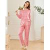 imageEkouaer 2 Pack Women Pajama Long Sleeve Sleepwear Soft Loungewear Pjs Sets with Pockets SXXLPink StripedCat