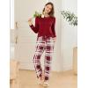 imageEkouaer 2 Pack Women Pajama Long Sleeve Sleepwear Soft Loungewear Pjs Sets with Pockets SXXLWine Red PlaidBlue Plaid