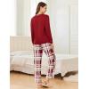 imageEkouaer 2 Pack Women Pajama Long Sleeve Sleepwear Soft Loungewear Pjs Sets with Pockets SXXLWine Red PlaidBlue Plaid