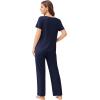 imageEkouaer 2 Pack Womens Pajama Sets Short Sleeve with Long Pant Pjs Sleepwear Loungewear with Pockets SXXLBlack Flowers Navy Blue