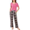 imageEkouaer 2 Pack Womens Pajama Sets Short Sleeve with Long Pant Pjs Sleepwear Loungewear with Pockets SXXLBlack PlaidRose Pliad