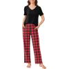 imageEkouaer 2 Pack Womens Pajama Sets Short Sleeve with Long Pant Pjs Sleepwear Loungewear with Pockets SXXLBlack RedDark Grey