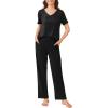 imageEkouaer 2 Pack Womens Pajama Sets Short Sleeve with Long Pant Pjs Sleepwear Loungewear with Pockets SXXLBlackBrown Leopard