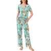 imageEkouaer 2 Pack Womens Pajama Sets Short Sleeve with Long Pant Pjs Sleepwear Loungewear with Pockets SXXLBlue FlowersBlack Flowers