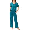 imageEkouaer 2 Pack Womens Pajama Sets Short Sleeve with Long Pant Pjs Sleepwear Loungewear with Pockets SXXLBlue GreenBlack