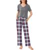 imageEkouaer 2 Pack Womens Pajama Sets Short Sleeve with Long Pant Pjs Sleepwear Loungewear with Pockets SXXLDark GrayLight Pink