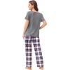 imageEkouaer 2 Pack Womens Pajama Sets Short Sleeve with Long Pant Pjs Sleepwear Loungewear with Pockets SXXLDark GrayLight Pink