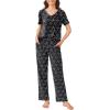 imageEkouaer 2 Pack Womens Pajama Sets Short Sleeve with Long Pant Pjs Sleepwear Loungewear with Pockets SXXLGrey DogBlack Cat