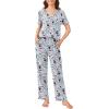 imageEkouaer 2 Pack Womens Pajama Sets Short Sleeve with Long Pant Pjs Sleepwear Loungewear with Pockets SXXLGrey DogBlack Cat