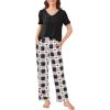 imageEkouaer 2 Pack Womens Pajama Sets Short Sleeve with Long Pant Pjs Sleepwear Loungewear with Pockets SXXLGreyBlack White