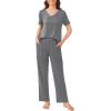 imageEkouaer 2 Pack Womens Pajama Sets Short Sleeve with Long Pant Pjs Sleepwear Loungewear with Pockets SXXLGreyBlack White