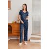 imageEkouaer 2 Pack Womens Pajama Sets Short Sleeve with Long Pant Pjs Sleepwear Loungewear with Pockets SXXLNavy MoonBlue Stars