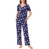 imageEkouaer 2 Pack Womens Pajama Sets Short Sleeve with Long Pant Pjs Sleepwear Loungewear with Pockets SXXLNavy MoonBlue Stars