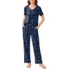 imageEkouaer 2 Pack Womens Pajama Sets Short Sleeve with Long Pant Pjs Sleepwear Loungewear with Pockets SXXLNavy MoonBlue Stars