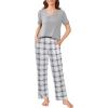 imageEkouaer 2 Pack Womens Pajama Sets Short Sleeve with Long Pant Pjs Sleepwear Loungewear with Pockets SXXLNavyGrey Blue