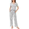 imageEkouaer 2 Pack Womens Pajama Sets Short Sleeve with Long Pant Pjs Sleepwear Loungewear with Pockets SXXLPink StripeGrey Stars